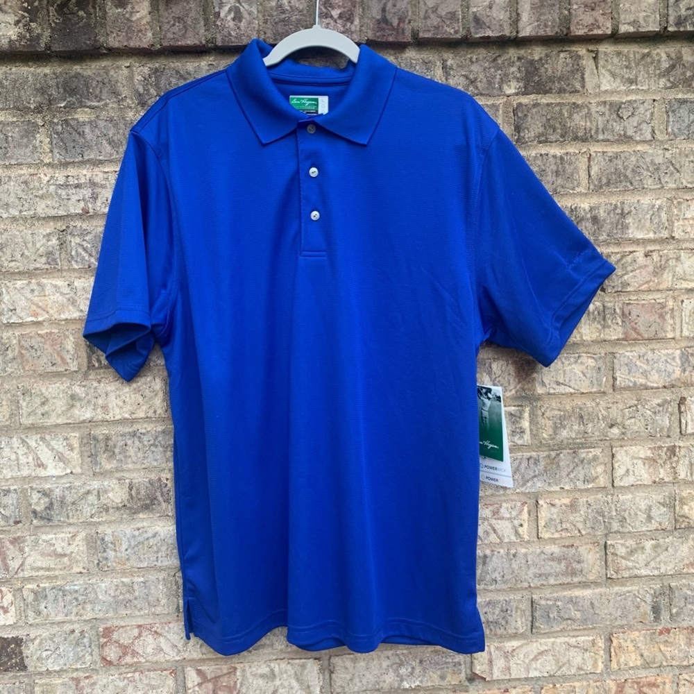 Ben Hogan Performance Golf Polo Shirt Blue Size Large NEW PowerWick PowerBlock